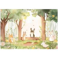 FOTOTAPETE Kinderzimmer Wald Tiere 200x140 - Multicolor, Papier (200/140cm) - Wallarena