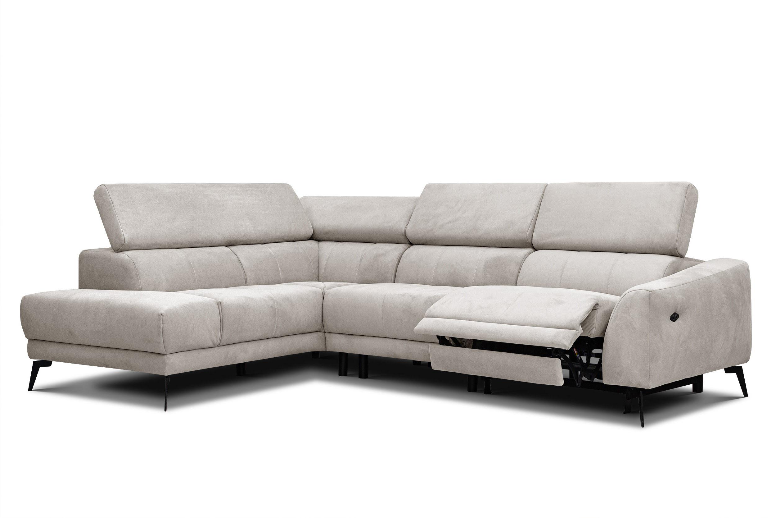 ECKSOFA LARS 5-Sitzer, 1 Relax, verstellbare Kopfstützen, beige - Beige/Schwarz, Holzwerkstoff/Textil (284/201cm) - Wozimo