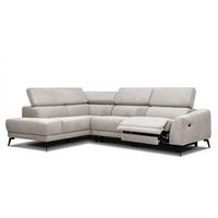ECKSOFA LARS 5-Sitzer, 1 Relax, verstellbare Kopfstützen, beige - Beige/Schwarz, Holzwerkstoff/Textil (284/201cm) - Wozimo