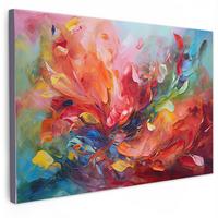LEINWANDBILD Ölgemälde - Kunst - Abstrakt - Farbenfroh Wohnzimmer Groß 120x80 cm - Altrosa, Textil (120/80cm) - MuchoWow