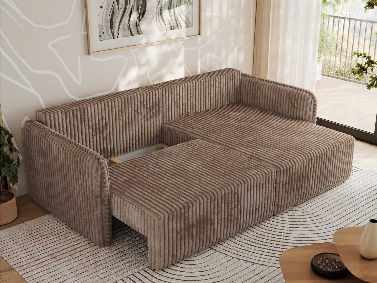 ECKSCHLAFSOFA MESTO L Braun Cord - rechts - Schwarz/Braun, Kunststoff/Textil (147/227cm) - MKS