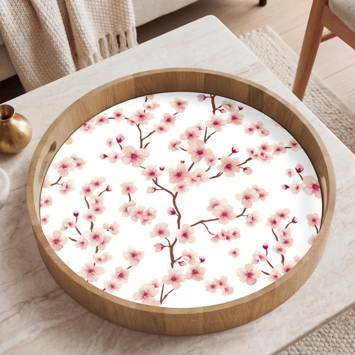 TABLETT Kirschblüte - Zweige - Rosa 50x50 cm - Rosa, Holz (50/5/5cm) - OnlyWow
