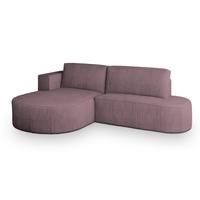 ECKSOFA CORTIO P L-S Lila Kordstoff mit Schlaffunktion - Lila, Holz (265/174cm) - MASSENO