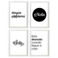 POSTER Set mit 4 Hallo TypografieStil A4 Weißer Rahmen - Weiß, Papier (29.7/3cm) - Nacnic