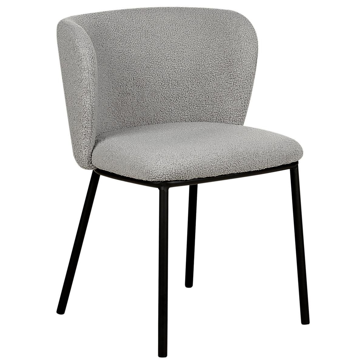 ESSZIMMERSTUHL 2er-Set Bouclé grau Mina - Schwarz/Grau, Textil (45/75/52cm) - Beliani