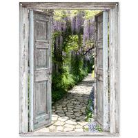 GARTENPOSTER Aussicht - Wald - Steine - Frühling Gartendekoration 120x160 cm - Hellgrau, Kunststoff (120/160/0.2cm) - OnlyWow