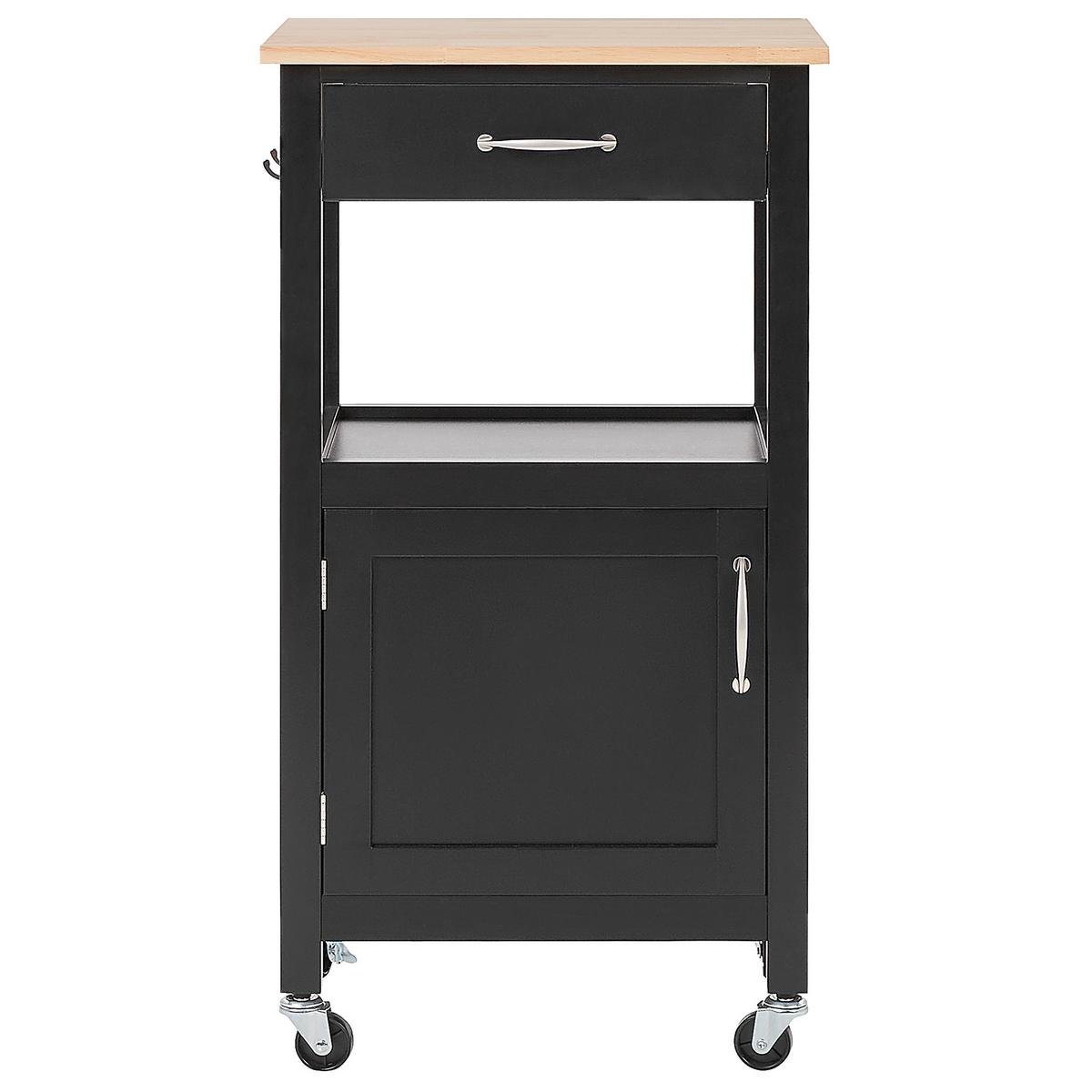 SERVIERWAGEN Schwarz Siena - Schwarz/Braun, Holzwerkstoff (39/89/48cm) - Beliani