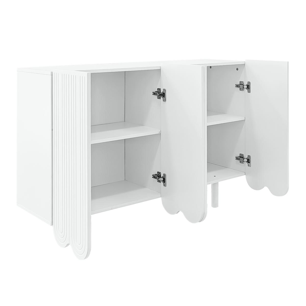 SIDEBOARD mit Metallfüßen und Rillen-Design - Weiß, Holzwerkstoff/Metall (120/80/38cm) - Urban Meuble