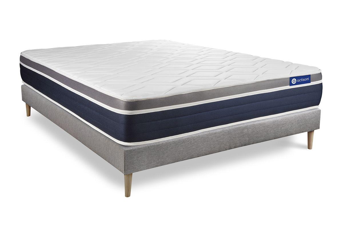 BETT Actimemo confort Memory-Schaum 160 x 200 cm h2 - Kit Bettgestell Grau - Beige/Grau, Karton/Holz (160/200cm) - ACTISOM