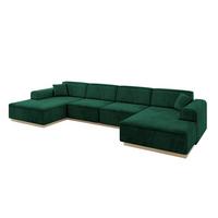 WOHNLANDSCHAFT IREA-U2 - 386x165x80 cm Grün - Smaragdgrün/Dunkelgrün, Holzwerkstoff/Textil (386/80/165cm) - ALTDECOR