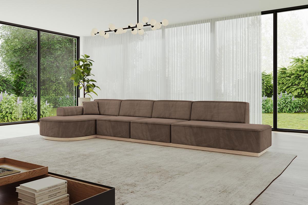 ECKSOFA Ottomane Links ARRIO-L3 - 413x171x83 cm Braun - Braun, Holzwerkstoff/Textil (413/171cm) - ALTDECOR