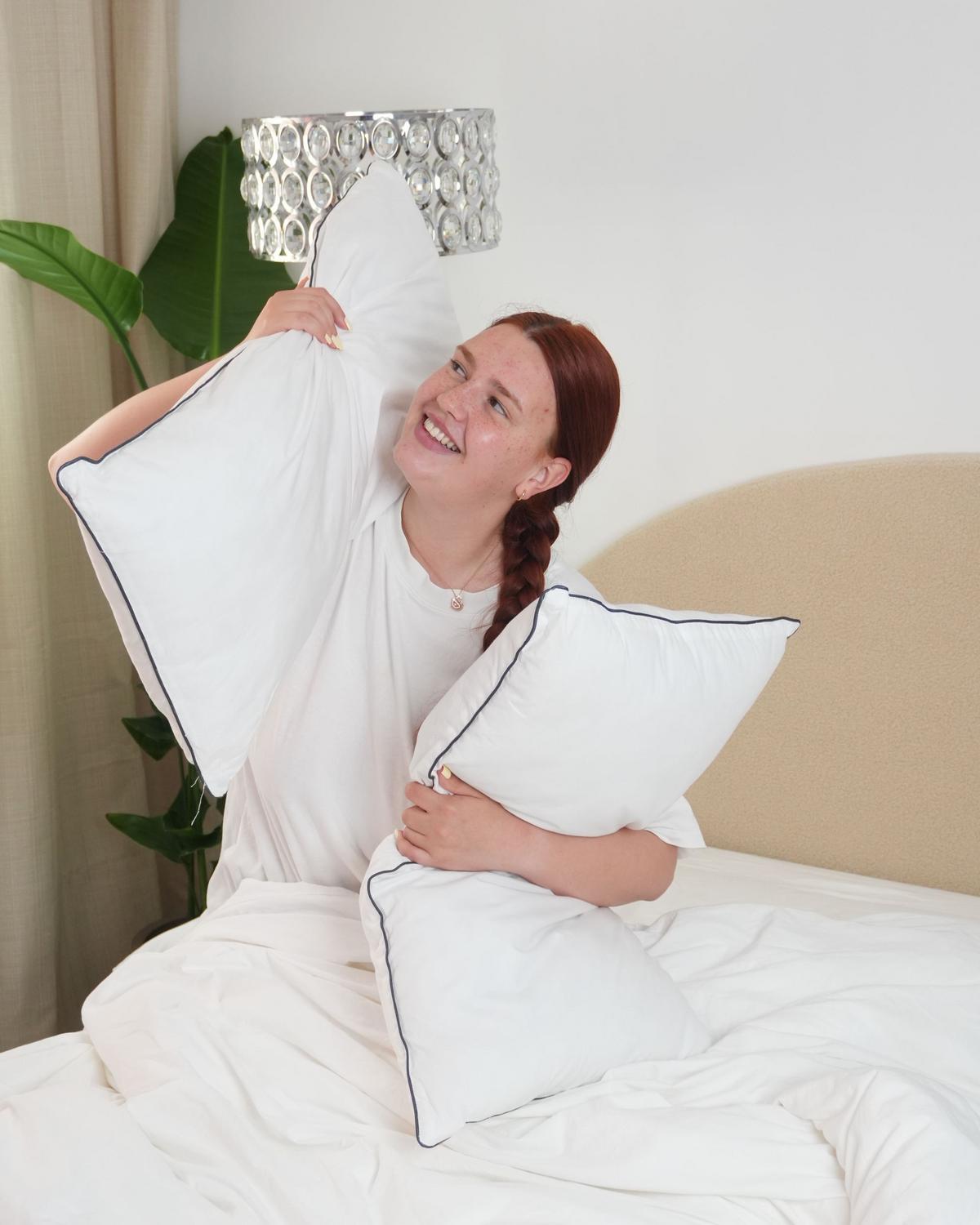 KISSEN 2er-Set Weiß 80/40 cm Pelister - Weiß, Naturmaterialien (80/40cm) - Beliani