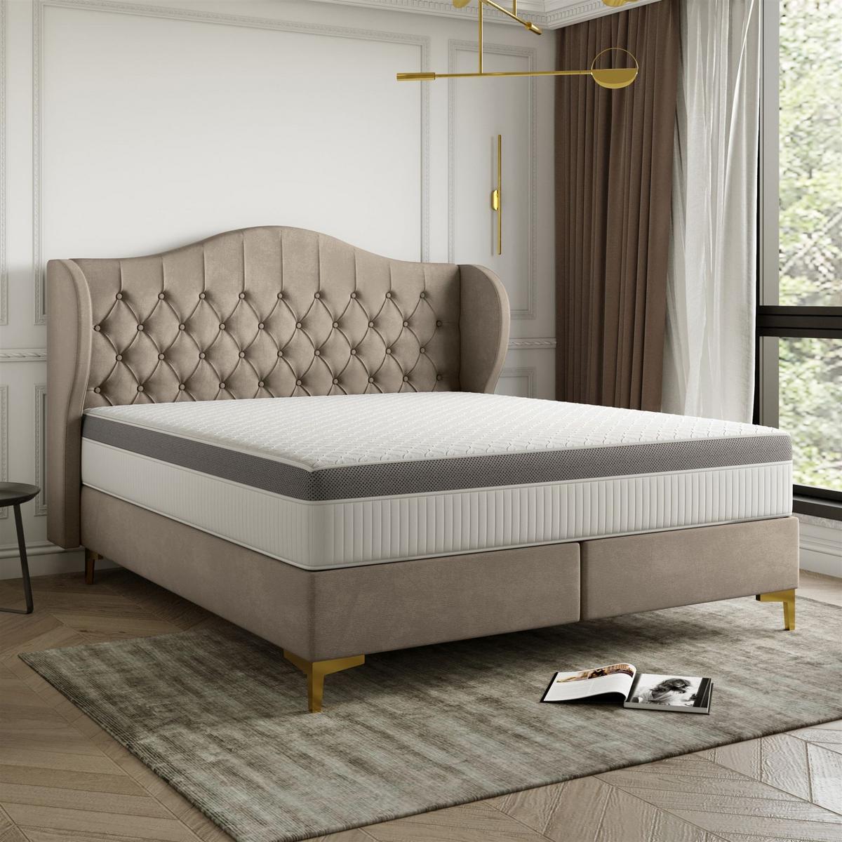 POLSTERBETT Pelagio In Whisper - Braun, Holzwerkstoff/Textil (180/200cm) - Fun Möbel