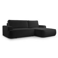 ECKSOFA SOLO Schwarz Boucle-Stoff mit Schlaffunktion - Schwarz, Holz (260/168cm) - MASSENO