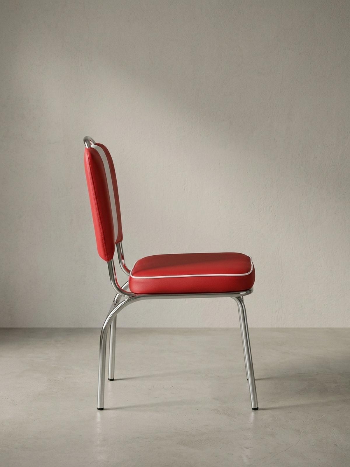 ESSZIMMERSTUHL Kunstleder mit Metallgestell Retro 50-er Jahre gepolstert, Rot 47x45x90 cm - Rot/Silberfarben, Kunststoff/Textil (47/90/45cm) - KADIMA DESIGN