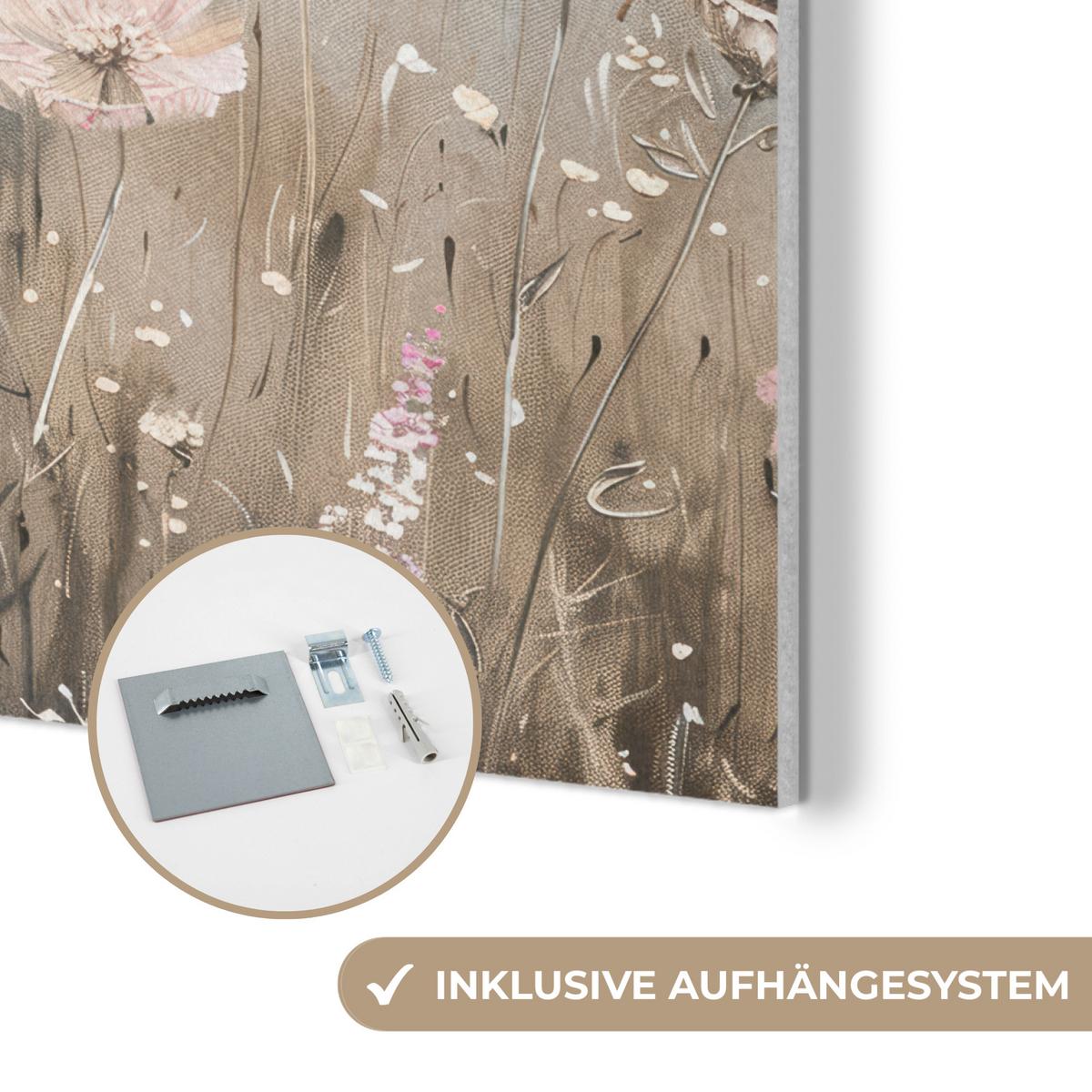 AKUSTIKBILD Blumen - Rosa - Modern - Beige Akustikpaneele 90x90 cm - Beige, Kunststoff (90/90/0.9cm) - MuchoWow