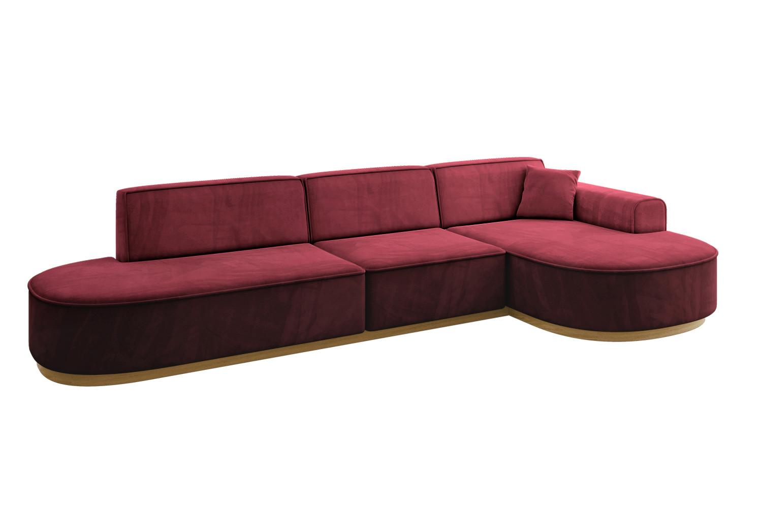 ECKSOFA Ottomane Rechts MARI-L2-v2 - 328x171x83 cm Bordeaux Velours - Bordeaux, Holzwerkstoff/Textil (171/328cm) - ALTDECOR