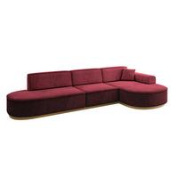 ECKSOFA Ottomane Rechts MARI-L2-v2 - 328x171x83 cm Bordeaux Velours - Bordeaux, Holzwerkstoff/Textil (171/328cm) - ALTDECOR