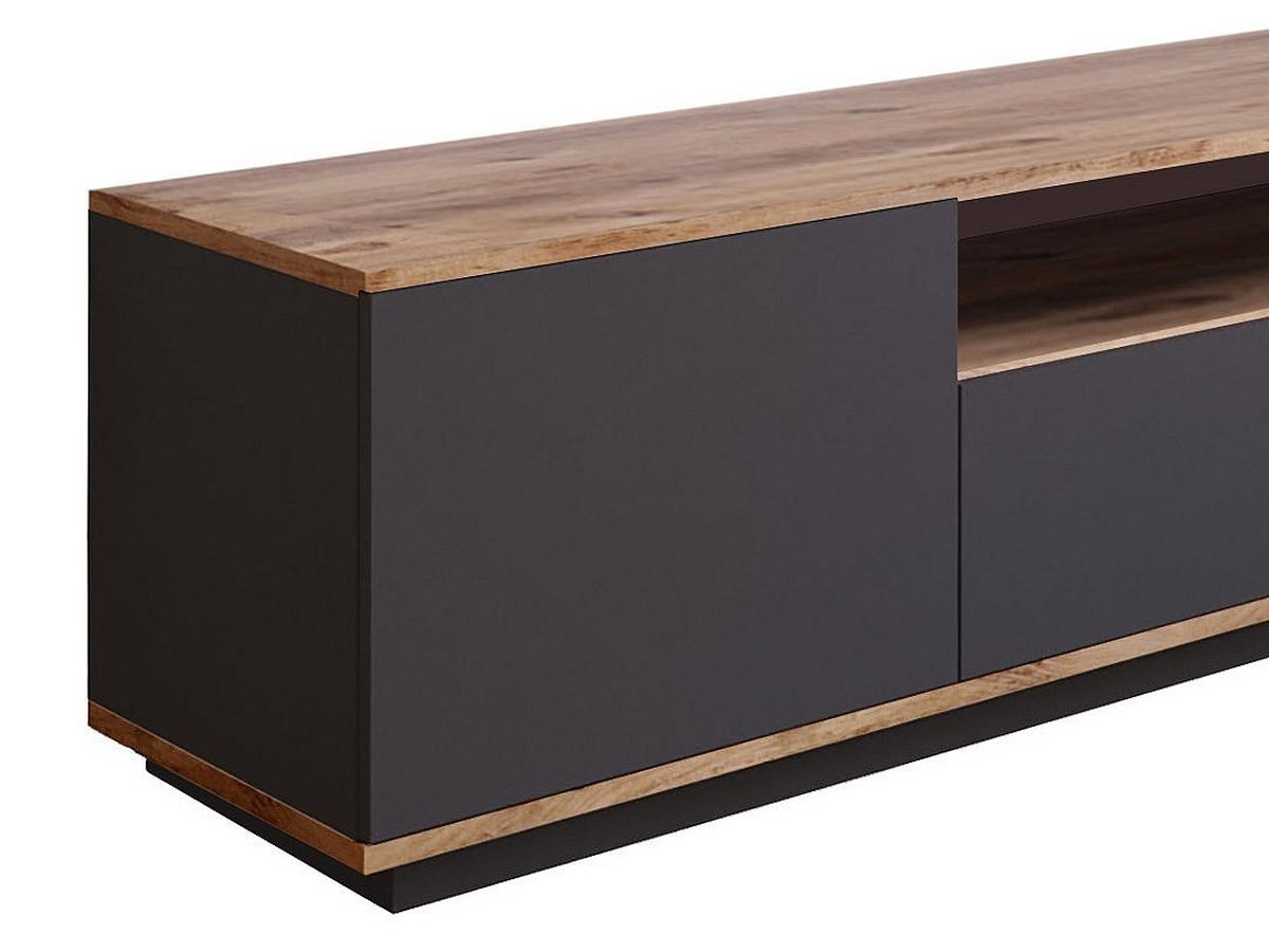 TV-BOARD - 180 cm x 44.5 cm - Holz, Platte - Anthrazitgrau, Naturfarben Hell LOTULA - Anthrazit/Naturfarben, Holz (180/44.6/44.5cm) - Vente-Unique