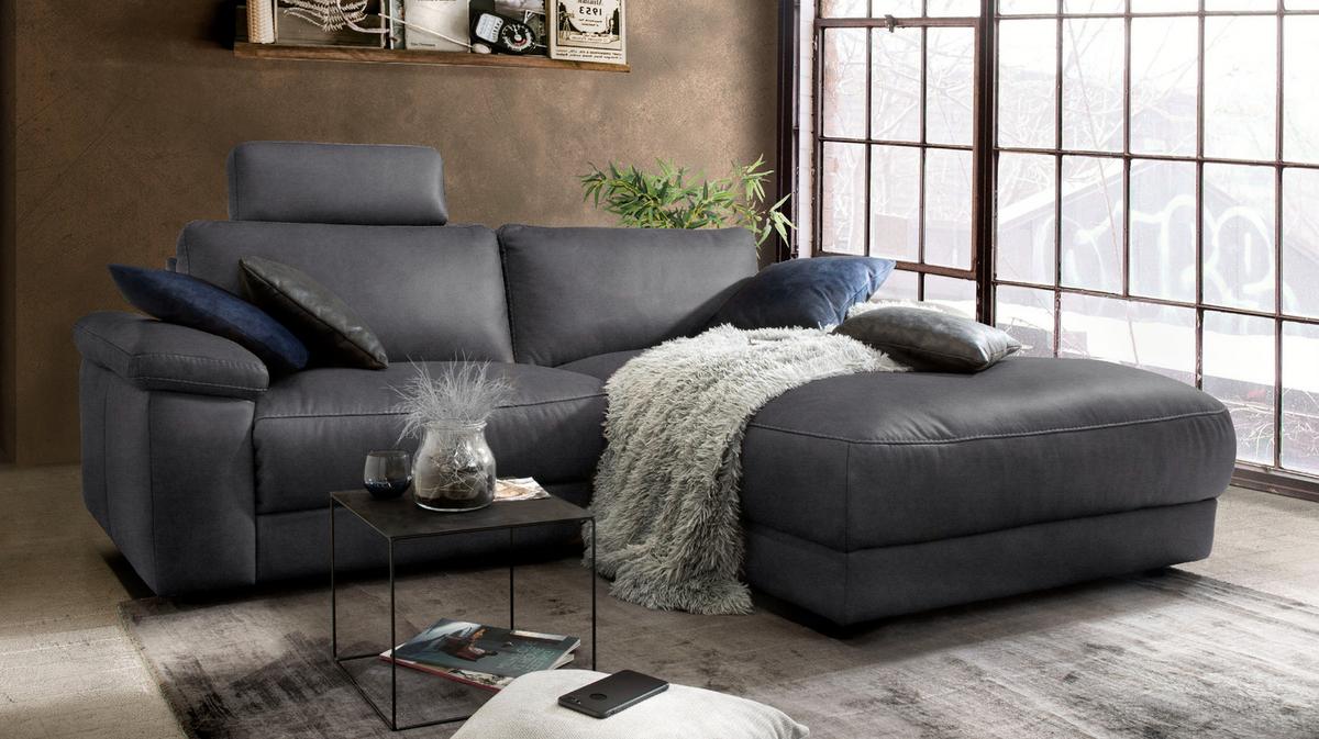 ECKSOFA MOTORISCHER RELAXFUNKTION LOLA Schwarz Webstoff Relaxfunktion - Schwarz, Textil (233/178cm) - KAWOLA