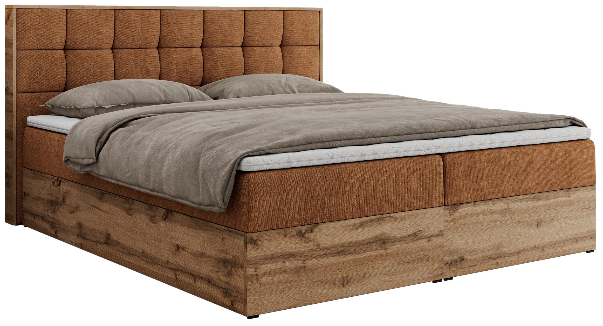 BOXBETT ALBERO 1 - 160/200 Orange Struktur - H4 - Orange, Holz/Textil (160/200cm) - MKS