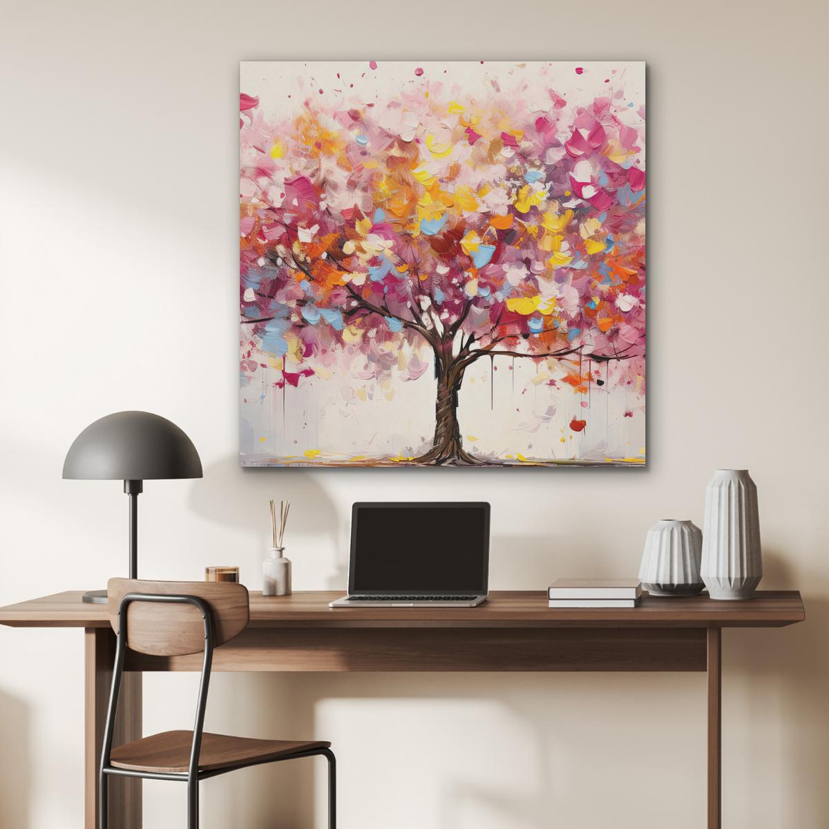AKUSTIKBILD Aquarell - Baum - Kunst - Abstrakt Akustikpaneele 90x90 cm - Multicolor, Kunststoff (90/90/0.9cm) - MuchoWow