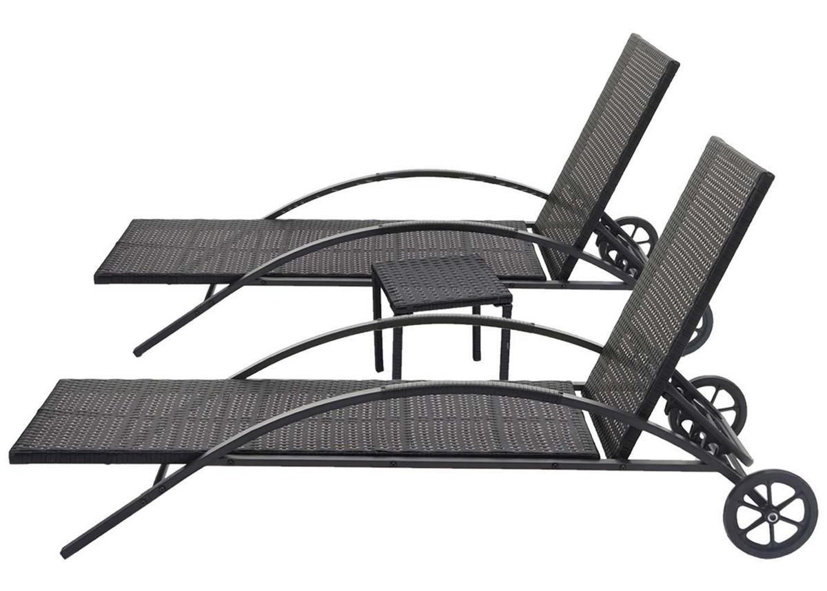 SONNENLIEGE Schwarz, Beige - Beige/Schwarz, Kunststoff (65/87/200cm) - MCW