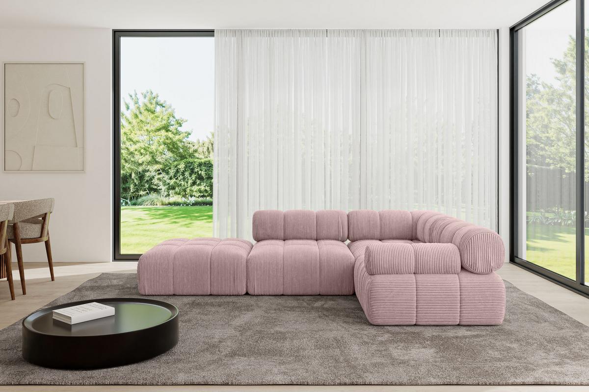 ECKSOFA modulares Sofa Felto-L1 - 285x190x70 cm Rosa Cord - Rosa, Holzwerkstoff/Textil (285/190cm) - ALTDECOR