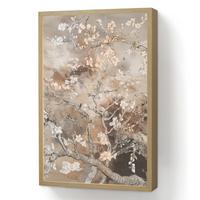 WANDLEUCHTE MIT AKKU Mandelblüte - Kunst - Van Gogh - Beige - Abstrakt 40x60 cm - Graubraun, Holzwerkstoff (40/60/8cm) - OnlyWow