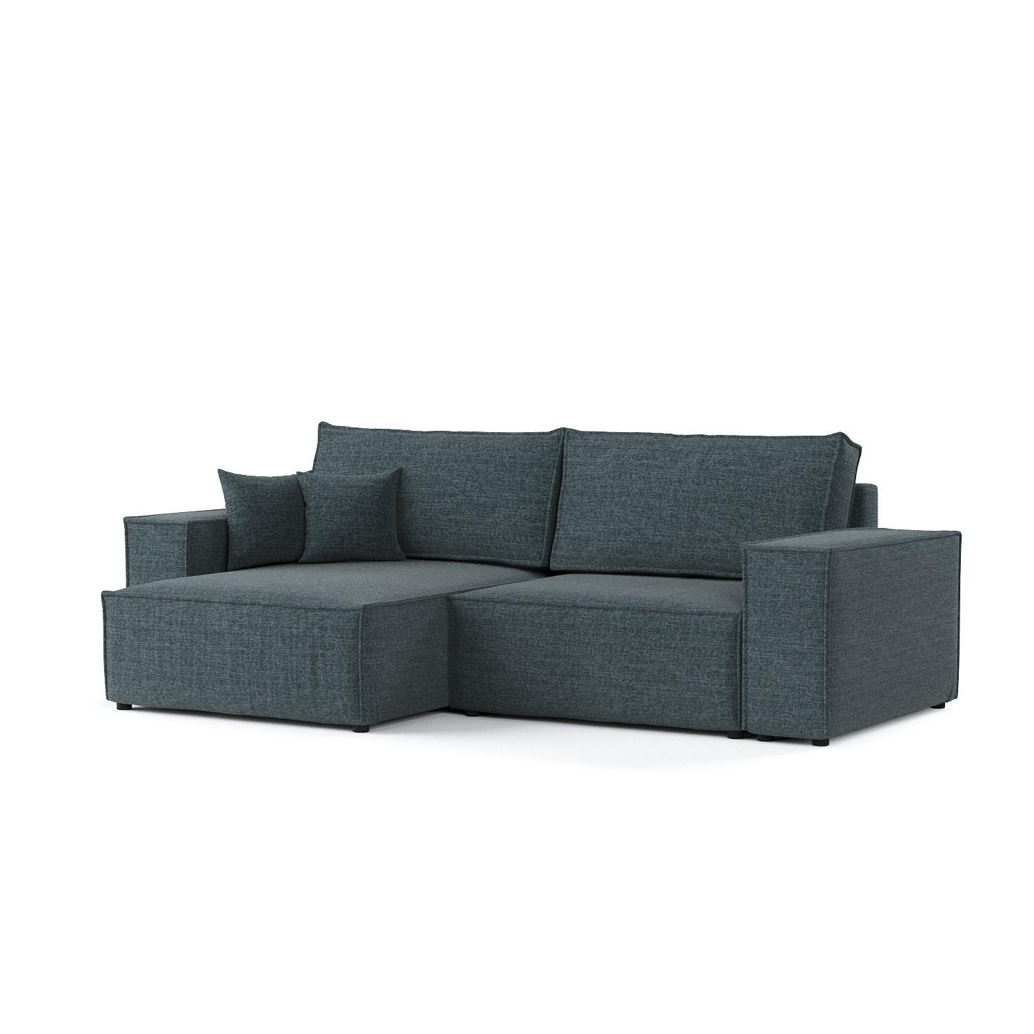 ECKSOFA CAVO mit Schlaffunktion Blaugrau im City Stoff - Blaugrau/Schwarz, Holz/Holzwerkstoff (255/148cm) - AltaBeds