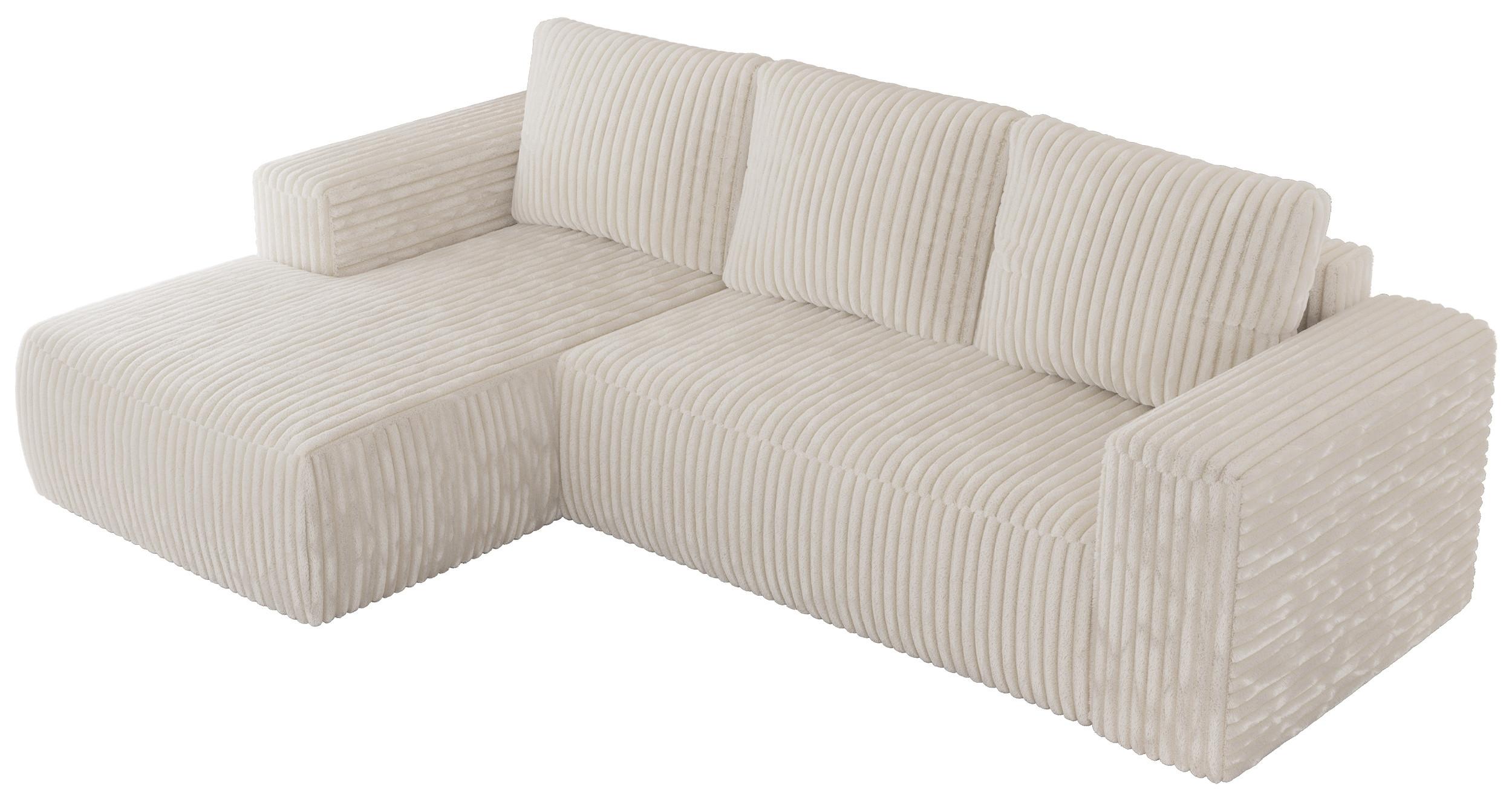 ECKSOFA TRENTINO L Beige Cord - Links - Beige/Schwarz, Kunststoff/Textil (266/164cm) - MKS