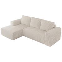 ECKSOFA TRENTINO L Beige Cord - Links - Beige/Schwarz, Kunststoff/Textil (266/164cm) - MKS