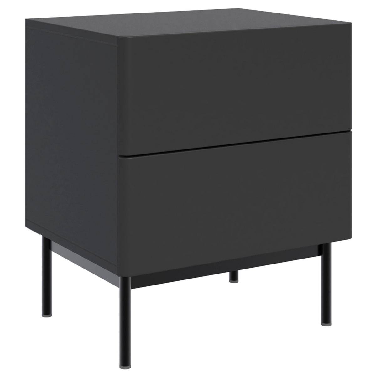 NACHTTISCH Olio 2 Schubladen Schwarz 50 cm - Schwarz, Holzwerkstoff/Metall (50/57.2/38.6cm) - Selsey