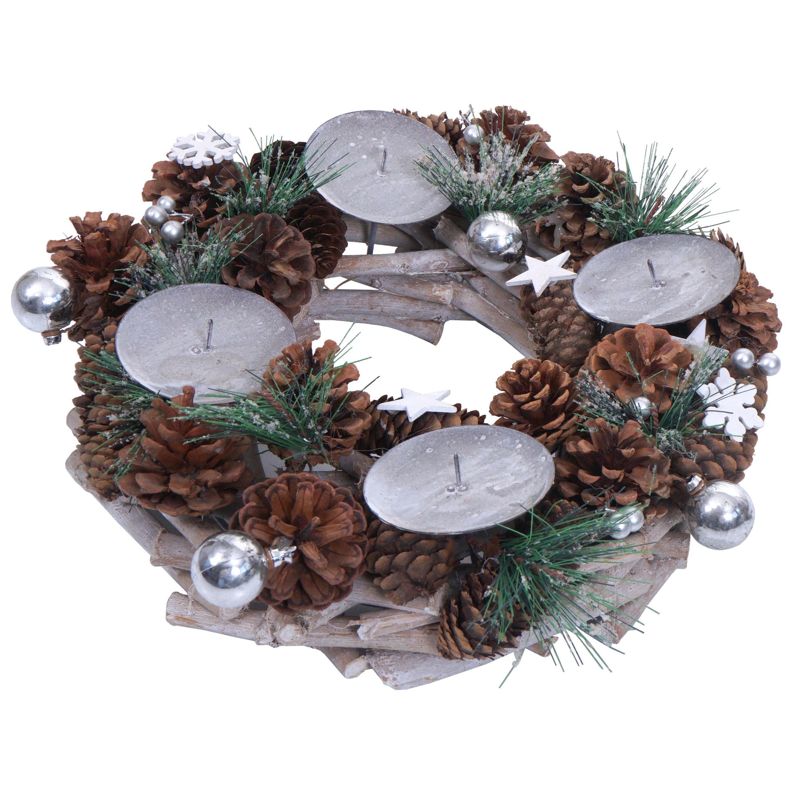ADVENTSKRANZ MIT KERZEN Braun - Braun, Holz (10cm) - MCW