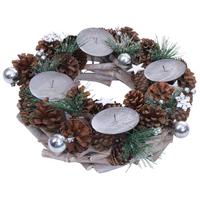 ADVENTSKRANZ MIT KERZEN Braun - Braun, Holz (10cm) - MCW