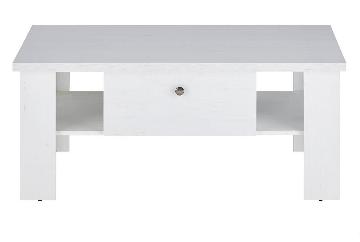 COUCHTISCH weiß Pinie Landhaus, Beistelltisch 107 x 67 cm, Soft-Close-Funktion - Weiß/Pinienfarben, Holzwerkstoff/Metall (110/70/45cm) - Furn.Design