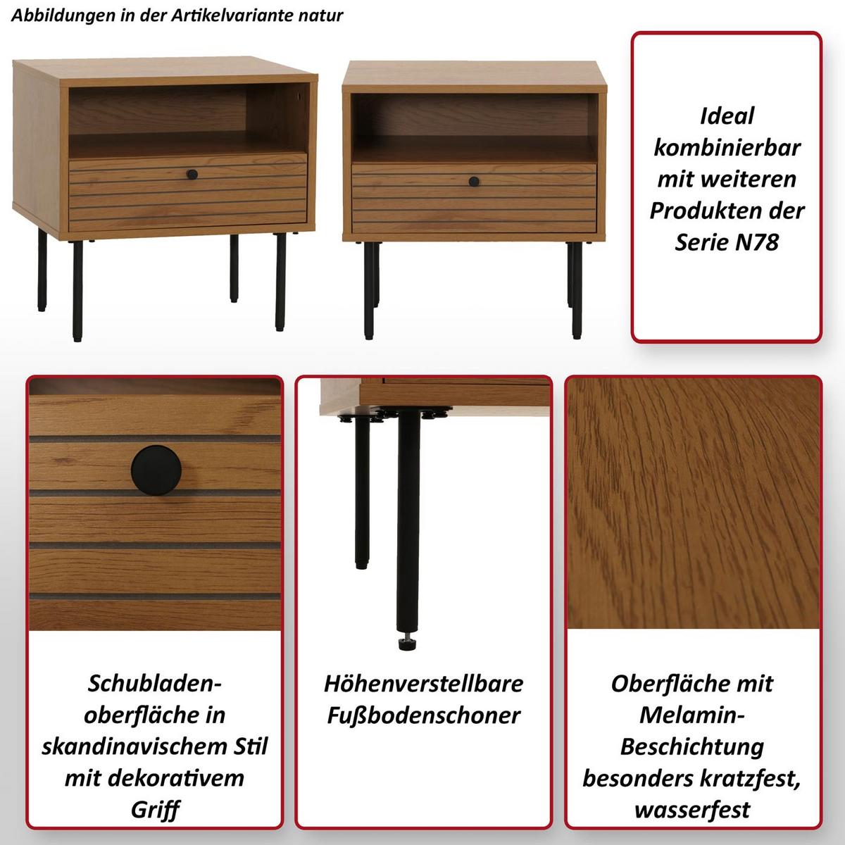 NACHTTISCH rechteckig Dunkelbraun - Dunkelbraun, Holz (50/50/40cm) - MCW