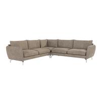 ECKSOFA Elou Dunkelbeige Microfaser - Chromfarben/Beige, Holz/Textil (276/276cm) - S-Style Möbel