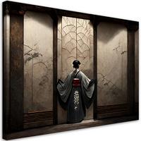LEINWANDBILD Japanische Geisha 120x80cm - Braun, Textil (120/80cm) - Feeby