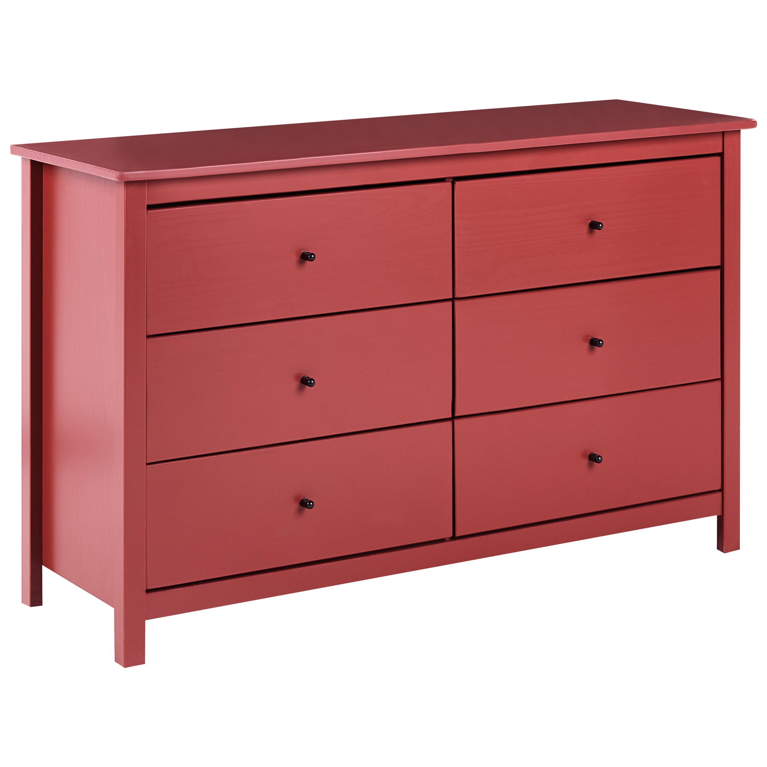 KOMMODE mit 6 Schubladen Kiefernholz Burgunderrot Barcaldine - Dunkelrot, Holz (130/82/45cm) - Beliani