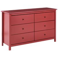 KOMMODE mit 6 Schubladen Kiefernholz Burgunderrot Barcaldine - Dunkelrot, Holz (130/82/45cm) - Beliani