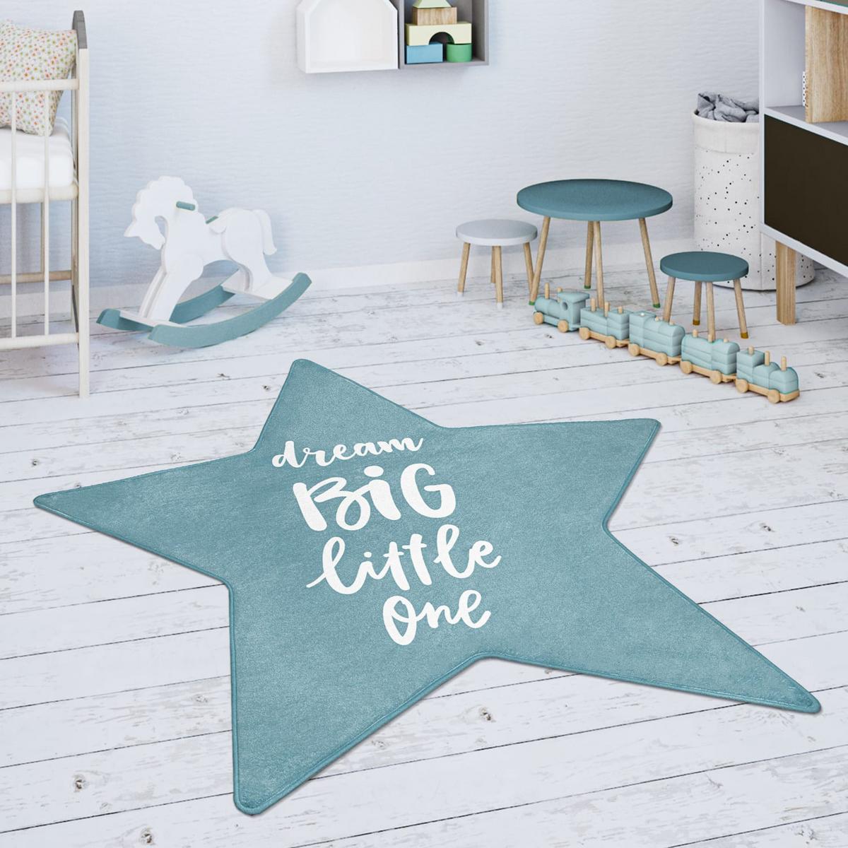 KINDERTEPPICH Waschbar, mit Stern-Motiv, Blau, 80 x 80 cm - Blau, Textil (80/80cm) - KADIMA DESIGN
