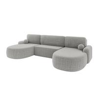 WOHNLANDSCHAFT mit Schlaffunktion und Bettkasten LIRA-U - 335x172x89 Hellgrau - Hellgrau, Holzwerkstoff/Textil (335/89/172cm) - ALTDECOR