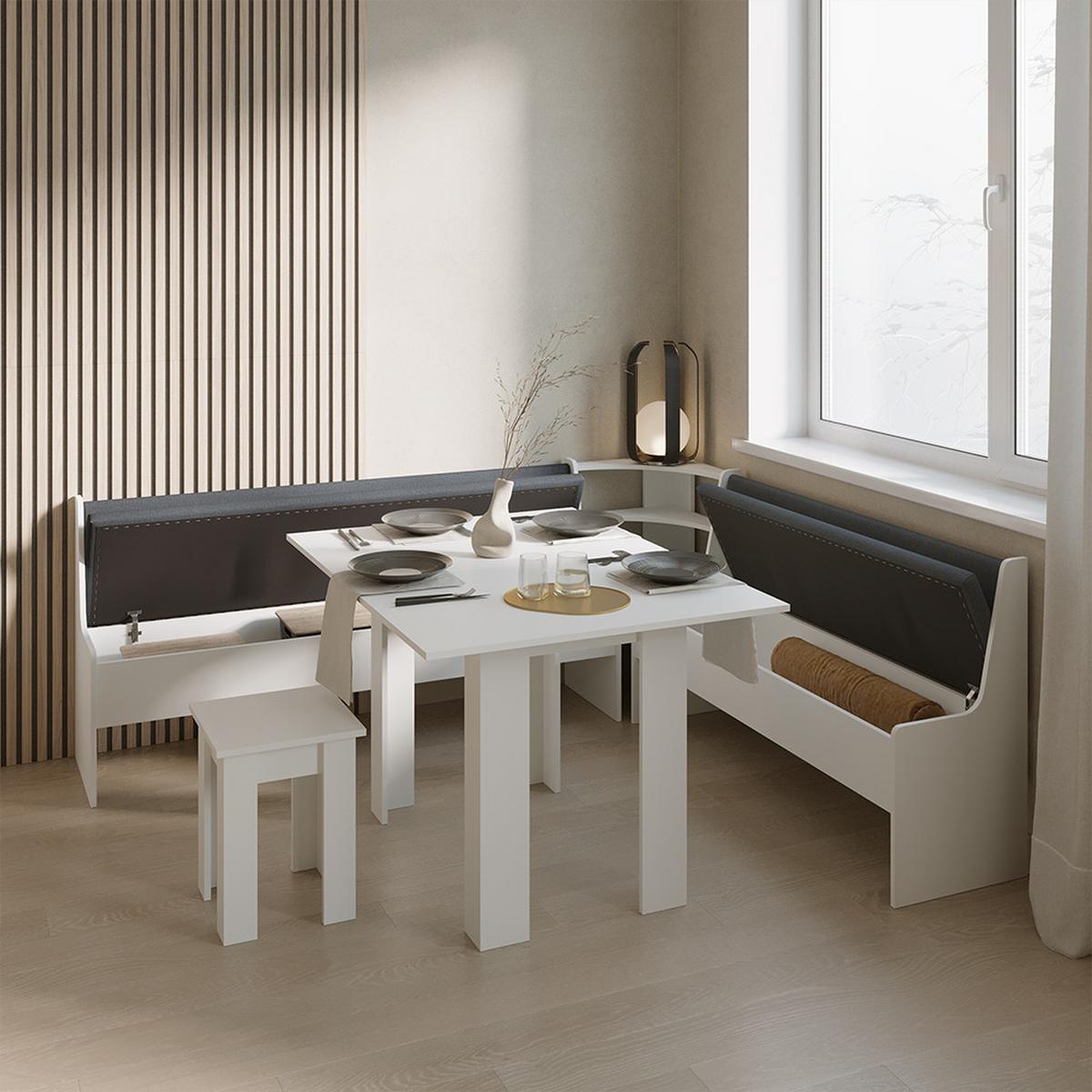 ESSZIMMER-BANK Tiberio Weiß 41.5 x 136.6 cm - Weiß, Holzwerkstoff (41.5/80/136.6cm) - Livinity®