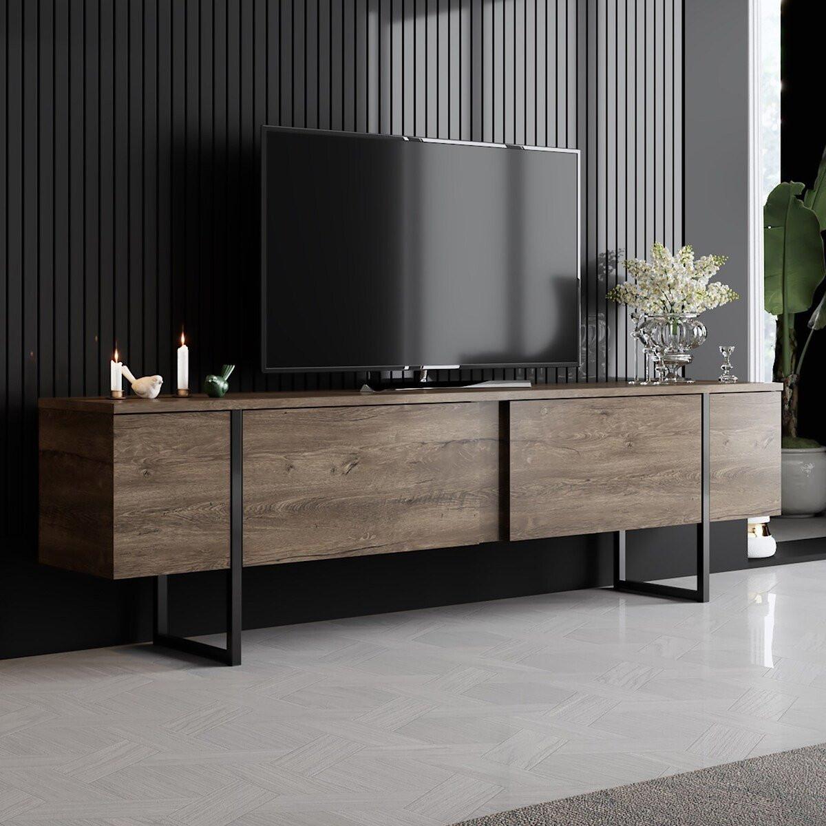 TV-MÖBEL mit 2 Klapptüren Luxe 180/30/50 cm - Braun, Holzwerkstoff (180/50/30cm) - Calicosy