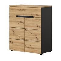 SCHUHSCHRANK Flurkommode Eiche Artisan und grau 80 cm, mit Soft-Close - Schwarz/Eiche Artisan, Holzwerkstoff/Kunststoff (80/94/37cm) - Inn.Furn