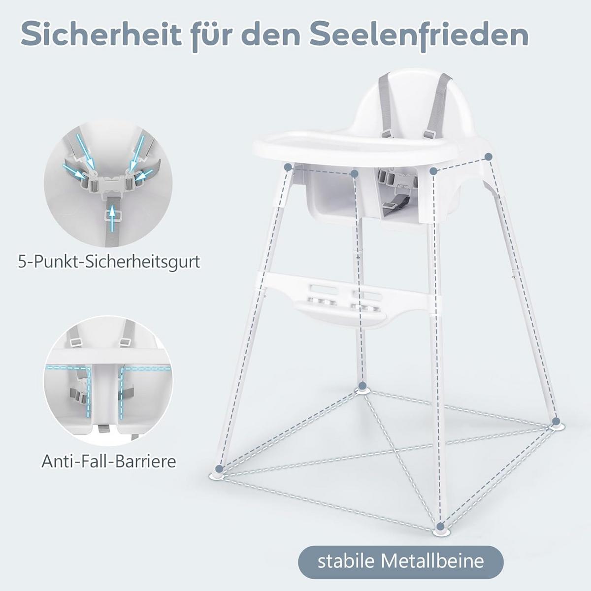 BABYHOCHSTUHL Weiß - Weiß, Kunststoff (66/87/61.5cm) - COSTWAY