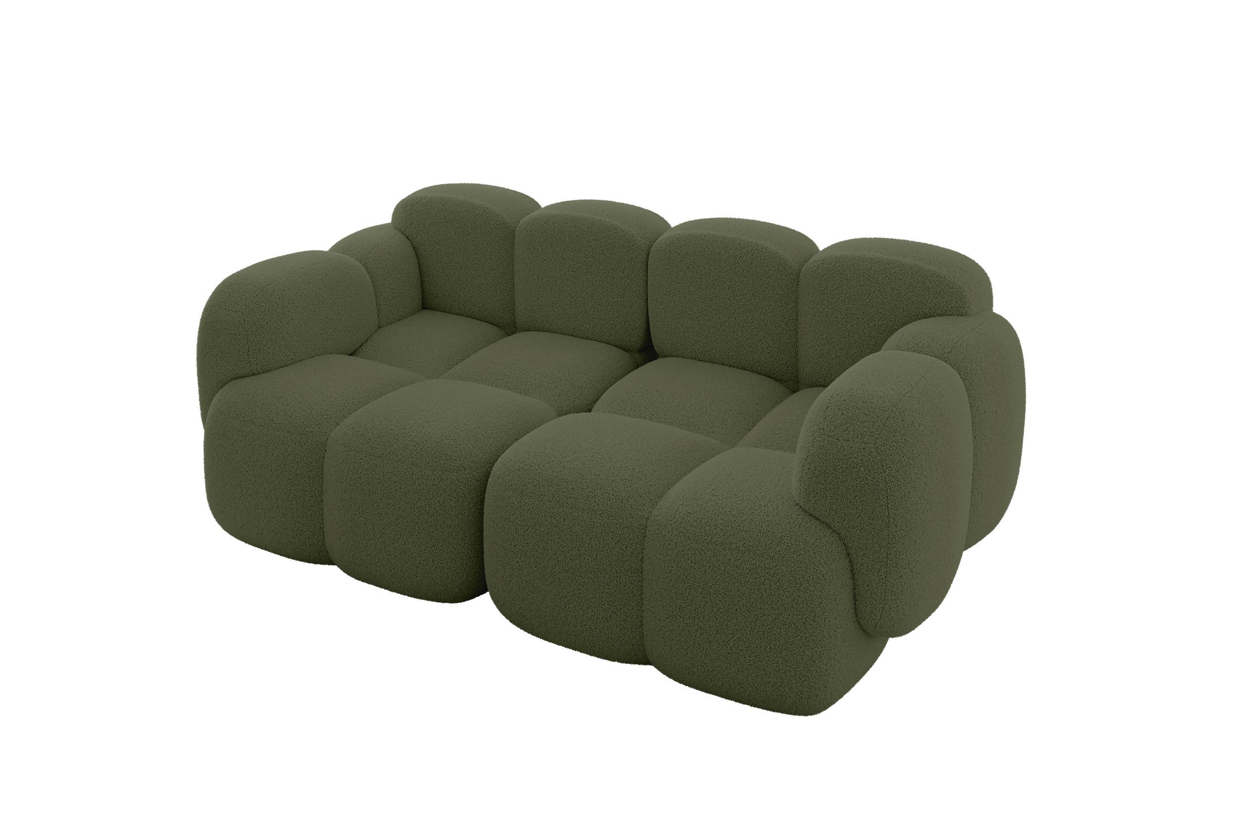 2-SITZER modulares Sofa Miko-S1 214x118x75 cm Grün Bouclé - Smaragdgrün/Schwarz, Holzwerkstoff/Kunststoff (214/75/118cm) - ALTDECOR