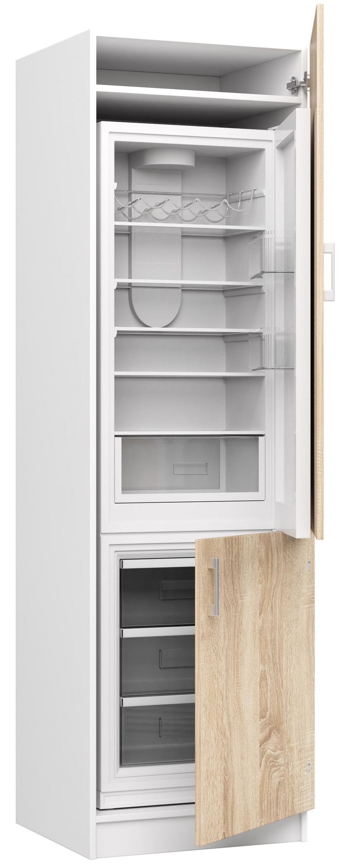 HOCHSCHRANK Weiß, Eiche Sonoma 205/60/55 - Weiß, Holzwerkstoff (60/205/55cm) - RAUMHIRSCH FURNITURE