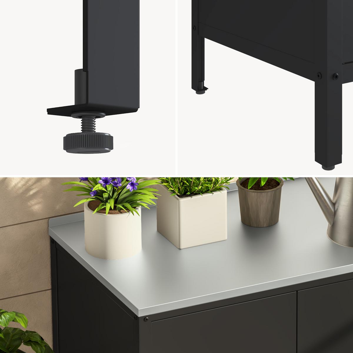 OUTDOOR-SCHRANK Bolognano - Schwarz, Metall (80/92/50cm) - casa.pro